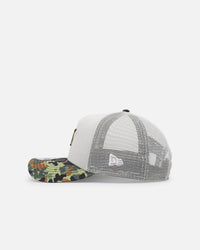 New Era Houston Astros "Camo Visor" 9FORTY A-Frame Trucker Snapback Stone/Olive