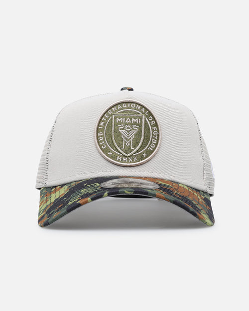 New Era Inter Miami CF "Camo Visor" 9FORTY A-Frame Trucker Snapback Stone/Olive