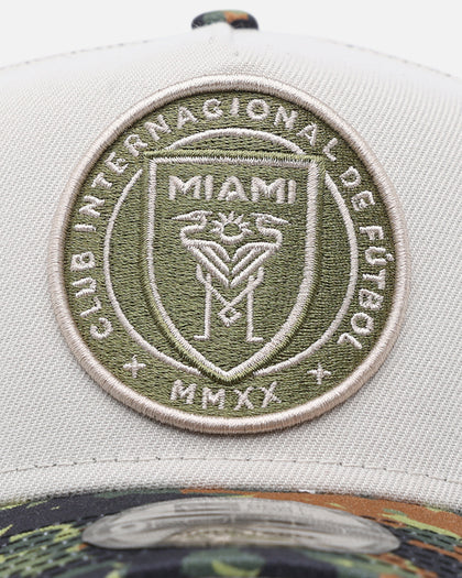 New Era Inter Miami CF "Camo Visor" 9FORTY A-Frame Trucker Snapback Stone/Olive