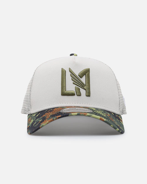 New Era Los Angeles Football Club "Camo Visor" 9FORTY A-Frame Trucker Snapback Stone/Olive