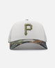 New Era Pittsburgh Pirates "Camo Visor" 9FORTY A-Frame Trucker Snapback Stone/Olive