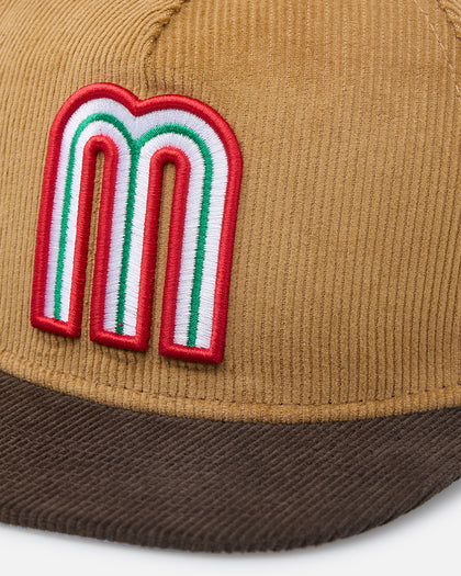 New Era Mexico National Baseball Team 'Mexican Cord Golfer' Corduroy Golfer Snapback Wheat