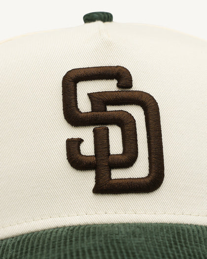 New Era San Diego Padres 'Chrome White Green' Corduroy Visor 9FORTY A-Frame Snapback Chrome