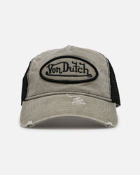 Von Dutch Washed Unstructured Trucker Snapback Washed Olive