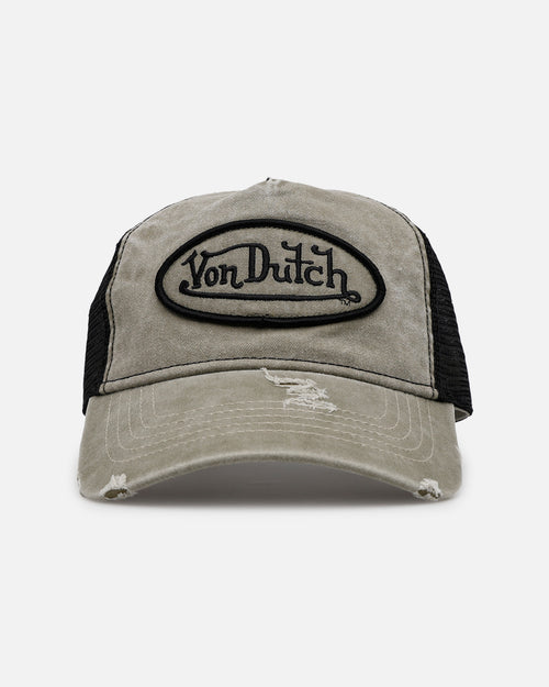 Von Dutch Washed Unstructured Trucker Snapback Washed Olive
