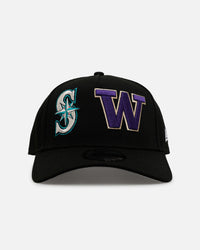New Era Seattle Mariners 'MLB & NCAA Dual Logo' 9FORTY A-Frame Snapback Black