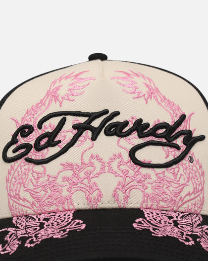Ed Hardy Dragon Trucker Snapback Black/White