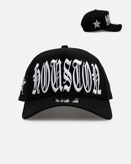 New Era Houston Astros 'Oversized Gothic Script Crown' 9FORTY A-Frame Snapback Black/White