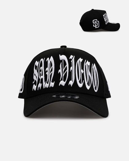 New Era San Diego Padres 'Oversized Gothic Script Crown' 9FORTY A-Frame Snapback Black/White