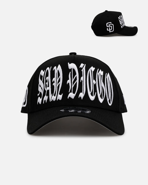 New Era San Diego Padres 'Oversized Gothic Script Crown' 9FORTY A-Frame Snapback Black/White