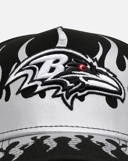 New Era Baltimore Ravens 'Metallic Flames' 9FORTY A-Frame Snapback Black/Silver