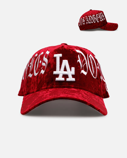 New Era Los Angeles Dodgers 'Velvet Gothic Script' 9FORTY A-Frame Snapback Maroon