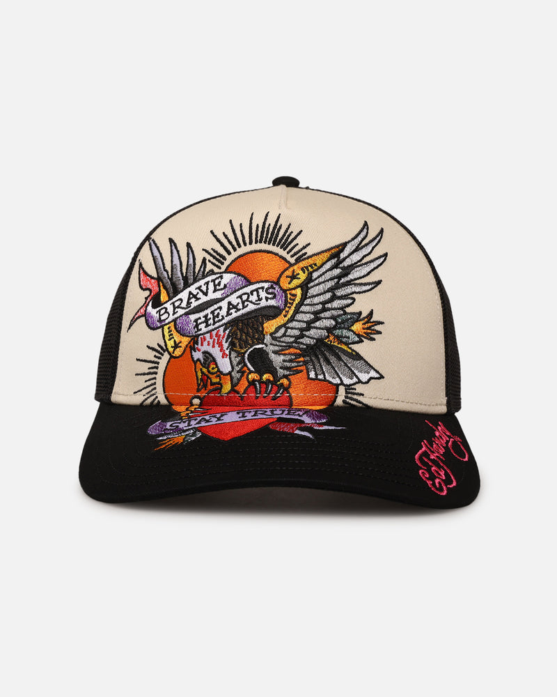Ed Hardy Brave Hearts Trucker Snapback Black