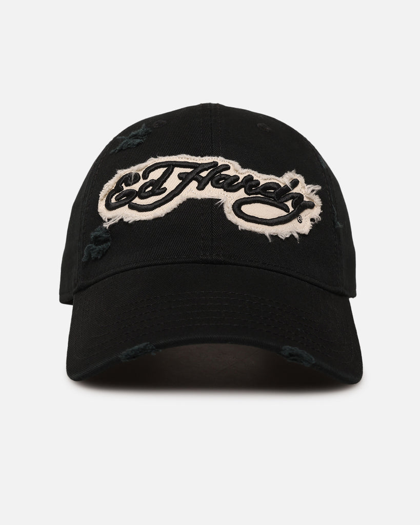 Ed Hardy Distressed Strapback Cap Black | Culture Kings