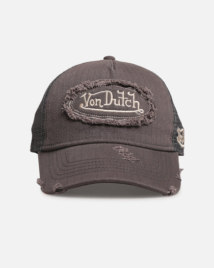 Von Dutch Distressed Patch Trucker Snapback Grey