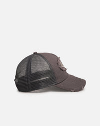 Von Dutch Distressed Patch Trucker Snapback Grey