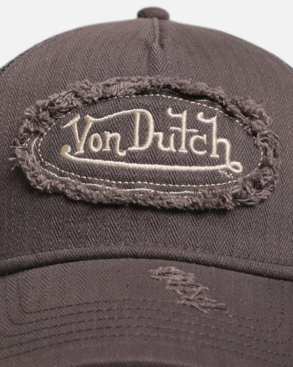 Von Dutch Distressed Patch Trucker Snapback Grey