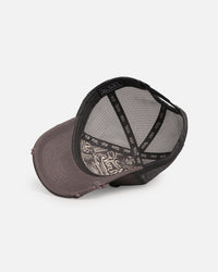 Von Dutch Distressed Patch Trucker Snapback Grey