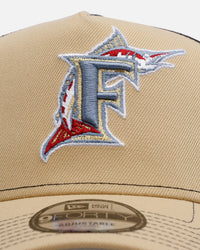New Era Florida Marlins 'Vintage Truckers' 9FORTTY A-Frame Trucker Snapback Vegas Gold