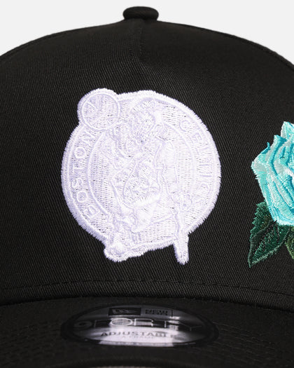 New Era Boston Celtics 'Aqua Rose Embroidery' 9FORTY A-Frame Snapback Black/Aqua