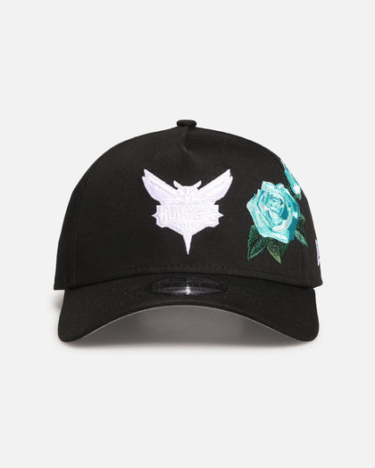 New Era Charlotte Hornets 'Aqua Rose Embroidery' 9FORTY A-Frame Snapback Black/Aqua