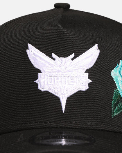 New Era Charlotte Hornets 'Aqua Rose Embroidery' 9FORTY A-Frame Snapback Black/Aqua