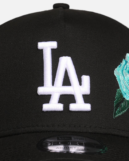 New Era Los Angeles Dodgers 'Aqua Rose Embroidery' 9FORTY A-Frame Snapback Black/Aqua