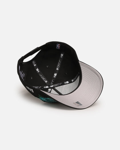 New Era Los Angeles Lakers 'Aqua Rose Embroidery' 9FORTY A-Frame Snapback Black/Aqua
