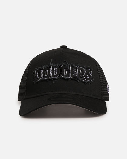 New Era Los Angeles Dodgers 'Distressed' 9FORTY A-Frame Trucker Snapback Black/White
