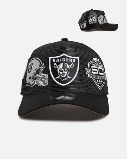 New Era Las Vegas Raiders 'Mesh Crown All Over Logos' 9FORTY A-Frame Snapback Official Team Colour