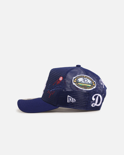 New Era Los Angeles Dodgers 'Mesh Crown All Over Logos' 9FORTY A-Frame Snapback Official Team Colour