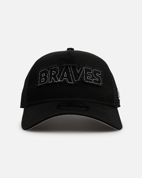 New Era Atlanta Braves 'Distressed' 9FORTY A-Frame Trucker Snapback Black/White