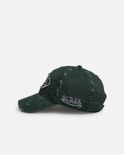 Von Dutch Distressed Dad Strapback Hat Washed Green