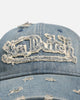 Von Dutch Washed Denim Strapback Hat Light Blue Acidwash