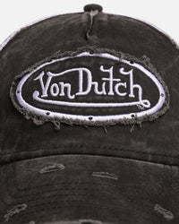 Von Dutch Destroyed Twill Trucker Snapback Washed Black