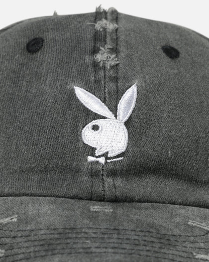 Playboy Distressed Vintage Strapback Dad Hat Black