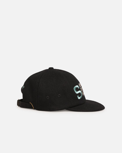 S Double Wool Strapback Cap Black