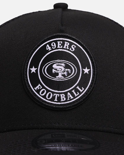 New Era San Francisco 49ers 'Stripe' 9FORTY A-Frame Trucker Snapback Black/White