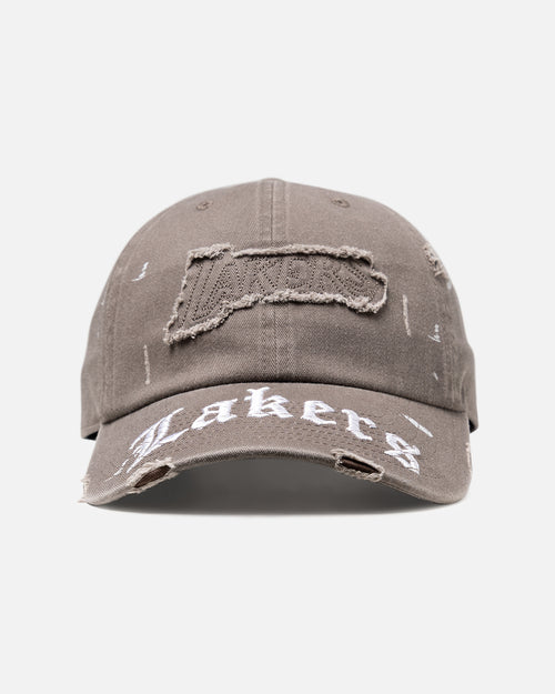Mitchell & Ness Los Angeles Lakers 'Gothic Arch' Dad Fit Strapback Washed Chocolate