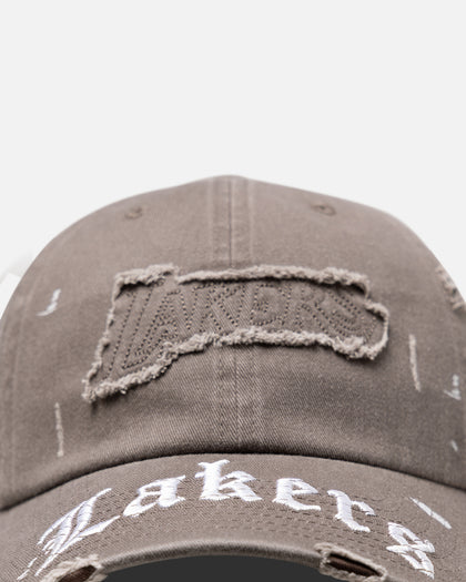 Mitchell & Ness Los Angeles Lakers 'Gothic Arch' Dad Fit Strapback Washed Chocolate