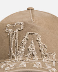 New Era Los Angeles Dodgers 'Applique Distressed' 9FORTY A-Frame Snapback Khaki