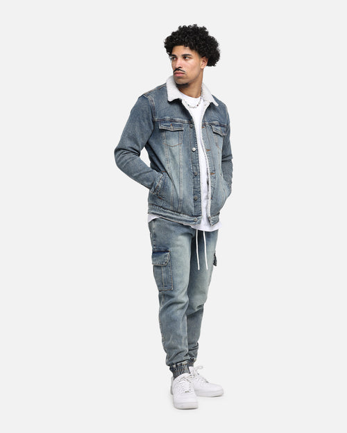 Saint Morta Sherpa Denim Jacket Dirty Denim