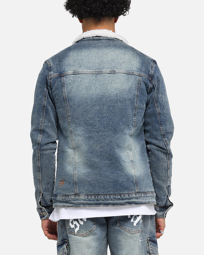 Saint Morta Sherpa Denim Jacket Dirty Denim