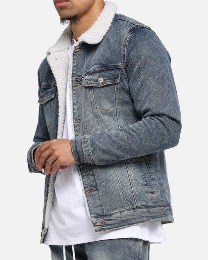 Saint Morta Sherpa Denim Jacket Dirty Denim
