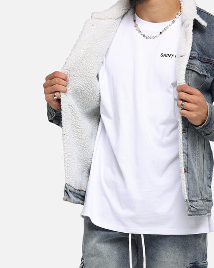 Saint Morta Sherpa Denim Jacket Dirty Denim
