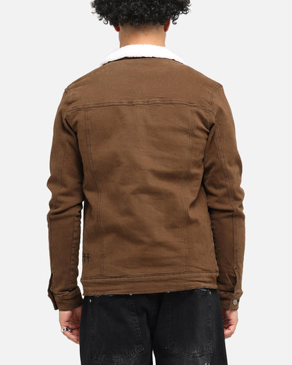 Saint Morta Sherpa Denim Jacket Vintage Brown
