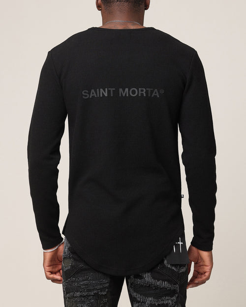 Saint Morta Men's Icon Waffle Long Sleeve T-Shirt Black/Black