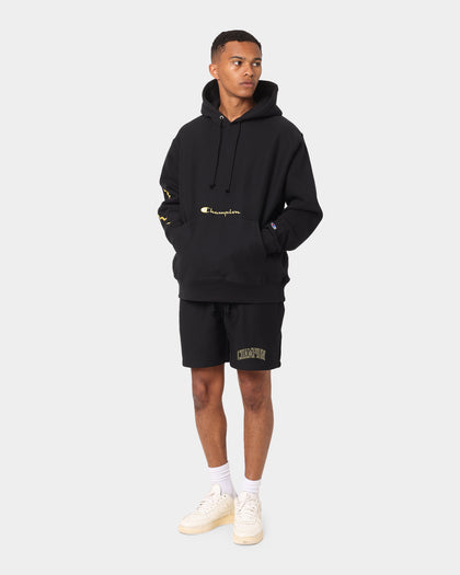 Champion Men's Rev Weave Script Hoodie Black/Gold