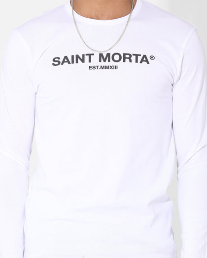 Saint Morta Drop Tail Long Sleeve T-Shirt White