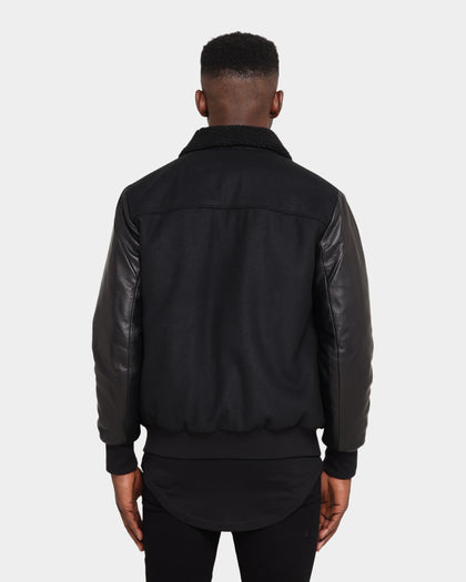 Saint Morta Maverick Sherpa Leather Jacket Black